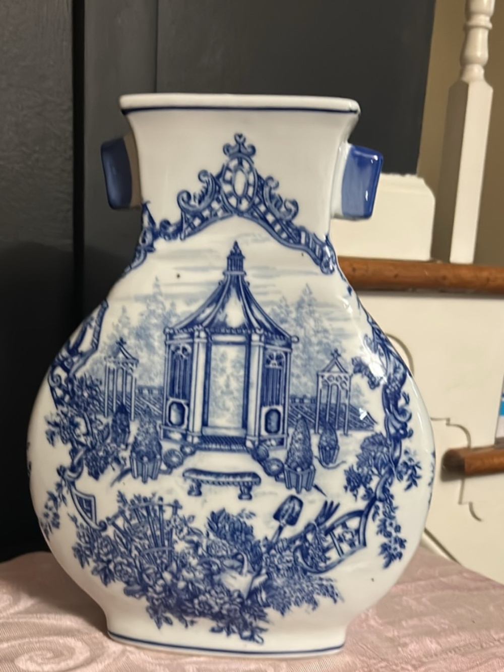 BAUM bros blue and white  ceramic Vase